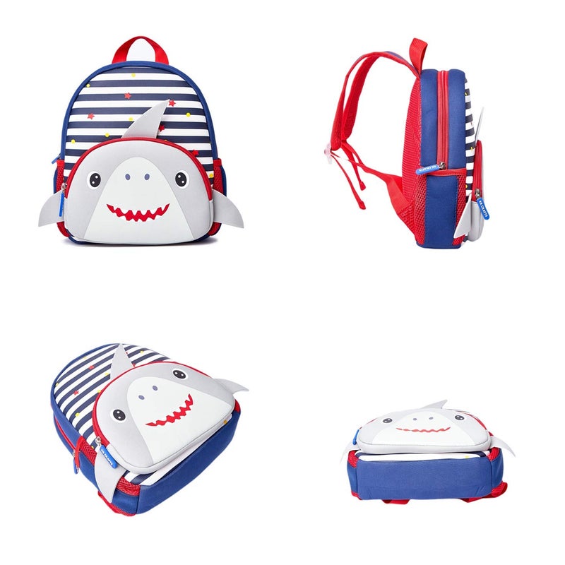 KK CRAFTS Preschool Backpack Toddler Neoprene Animal Schoolbag Lunch backpack for Kids Boys Girls(Grey Shark) - Image 2